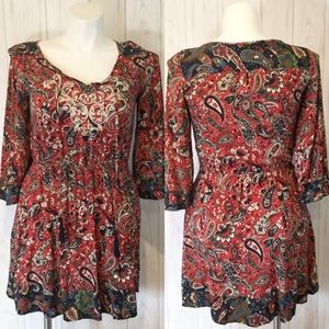 Flying Tomato Red Paisley Boho Dress Large
